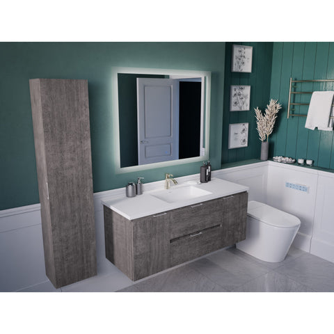 ANZZI 48 in. W x 20 in. H x 18 in. D Bath Vanity Set with Vanity Top in White with White Basin and Mirror