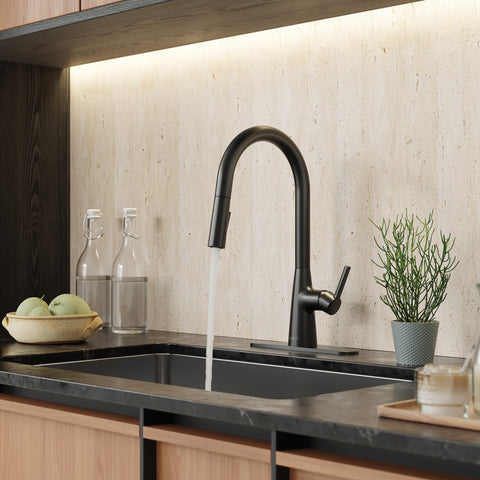 Modern 16 in. 1-Handle Touchless Pull-Down Kitchen Faucet in Matte Black with Motion Sensor and Dual Spray Modes