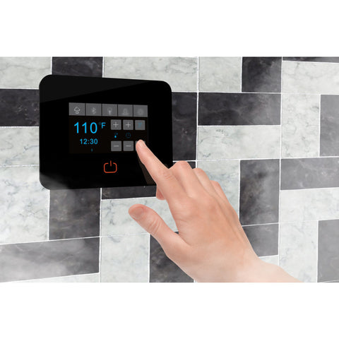 CON450GD - SaunaSpa Contractors Series 4.5kW Steam Bath Generator with Quickstart Continuous Steam, Black Digital Touch Pad, Built-in Auto-drain, Drain Pan, White LED light, and Aroma Steamhead in Gold Finish
