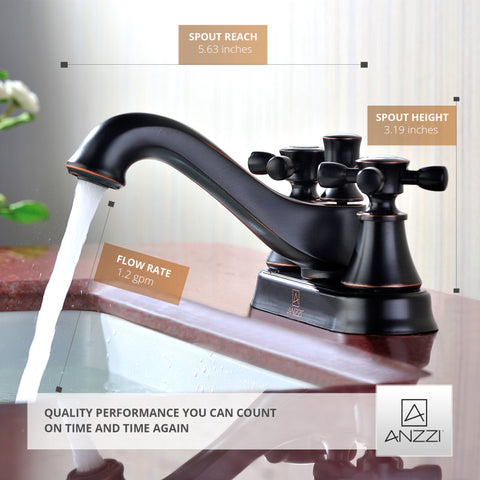 ANZZI Major Series 4 in. Centerset 2-Handle Mid-Arc Bathroom Faucet