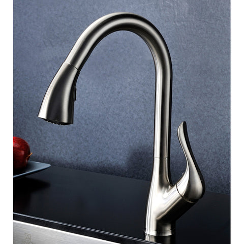 KAZ2318-031B - ANZZI VANGUARD Undermount 23 in. Single Bowl Kitchen Sink with Accent Faucet in Brushed Nickel