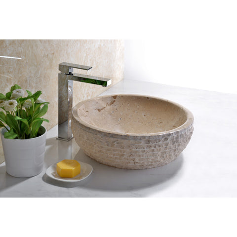 LS-AZ147 - ANZZI Desert Basin Vessel Sink in Classic Cream Marble