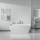 Vault Series 59 in. x 30 in. Flat Bottom Acrylic Freestanding Soaking Bathtub with Center Drain and Faucet