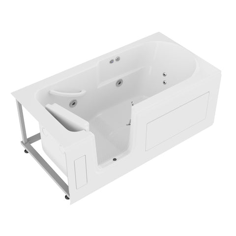 AMZ3060SILWH - ANZZI 30 in. x 60 in. Left Drain Step-In Walk-In Whirlpool Tub with Low Entry Threshold in White