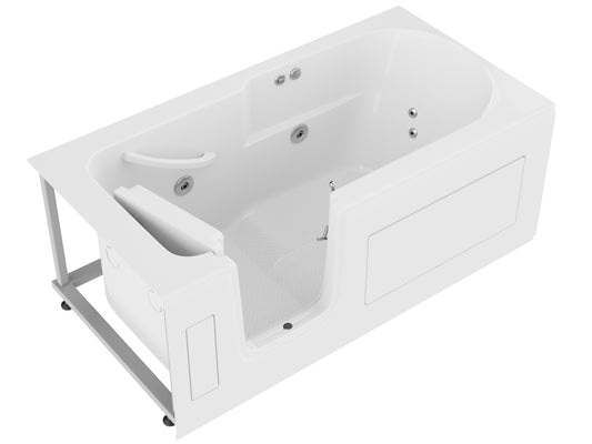 30 in. x 60 in. Left Drain Step-In Walk-In Whirlpool Tub with Low Entry Threshold in White