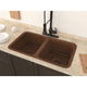 SK-032 - ANZZI Eastern Drop-in Handmade Copper 32 in. 0-Hole 50/50 Double Bowl Kitchen Sink in Hammered Antique Copper