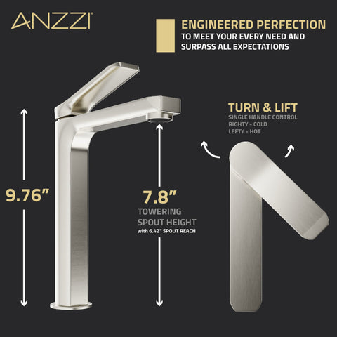 ANZZI Single Handle Single Hole Bathroom Vessel Sink Faucet With Pop-up Drain