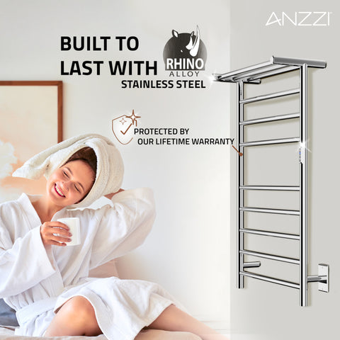 ANZZI Eve 8-Bar Stainless Steel Wall Mounted Electric Towel Warmer Rack