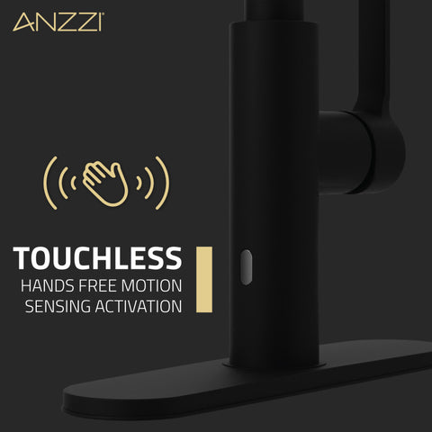 ANZZI Ola Hands Free Touchless 1-Handle Pull-Down Sprayer Kitchen Faucet with Motion Sense and Fan Sprayer