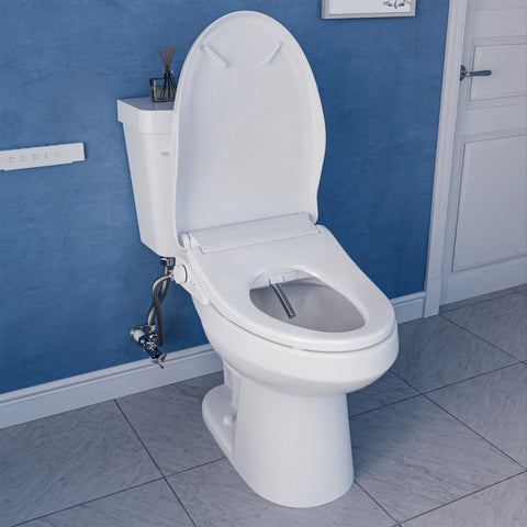 Smart Bidet Seat with Auto Lid, Heated, Warm Water, Air Dryer, Self Cleaning, Lady Wash, Deodorizer, and Classic Remote