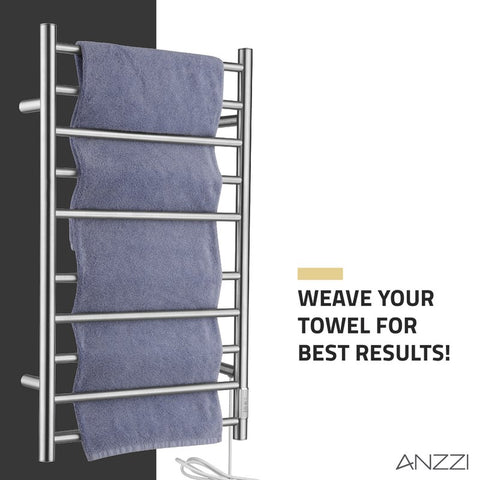 ANZZI Crete 10-Bar Stainless Steel Wall Mounted Towel Warmer Rack