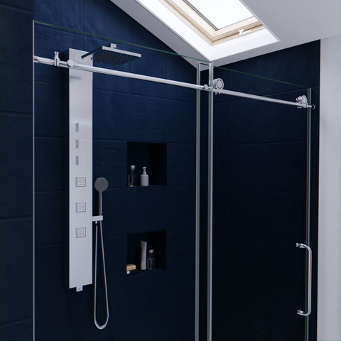 ANZZI Madam Series 60 in. by 76 in. Frameless Sliding Shower Door with Handle