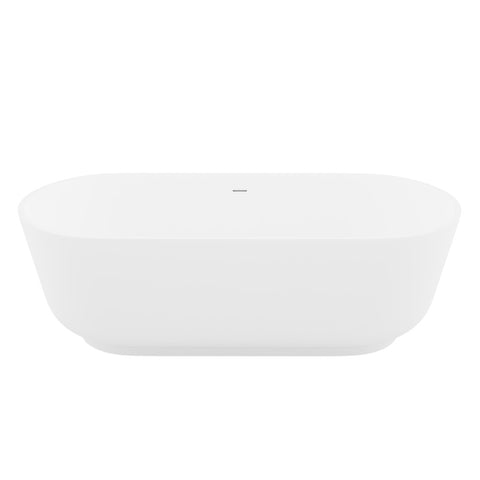 ANZZI Sabbia 5.9 ft. Solid Surface Center Drain Freestanding Bathtub in Matte White