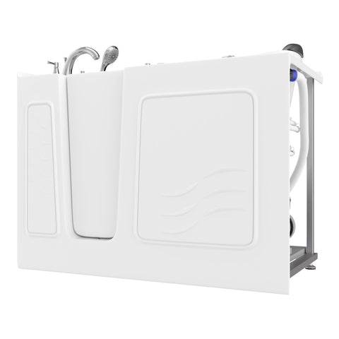 ANZZI 53 - 60 in. x 26 in. Left Drain Air and Whirlpool Jetted Walk-in Tub in White