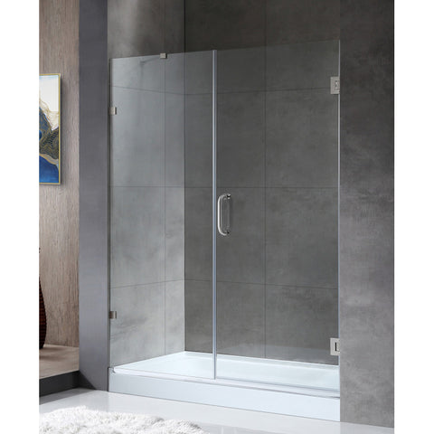 SD-AZ07-01BN - ANZZI Consort Series 60 in. by 72 in. Frameless Hinged Alcove Shower Door in Brushed Nickel with Handle