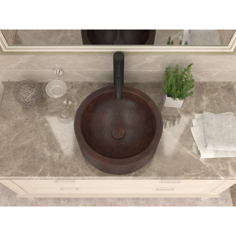 ANZZI Triens 16 in. Handmade Vessel Sink in Hammered Antique Copper