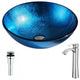 LSAZ078-095B - ANZZI Arc Series Deco-Glass Vessel Sink in Lustrous Light Blue with Harmony Faucet in Brushed Nickel