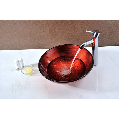 LS-AZ057 - ANZZI Echo Series Deco-Glass Vessel Sink in Lustrous Red