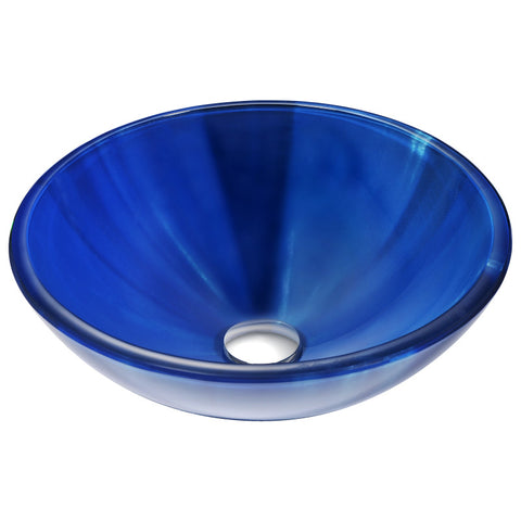 LSAZ051-097 - ANZZI Meno Series Deco-Glass Vessel Sink in Lustrous Blue with Key Faucet in Polished Chrome