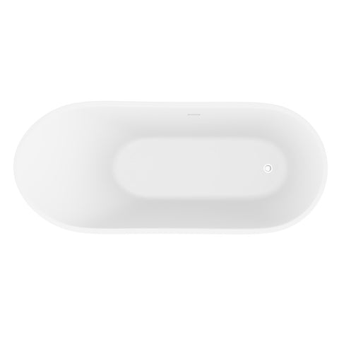 ANZZI Tuasavi 5.6 ft. Solid Surface Center Drain Freestanding Bathtub in Matte White