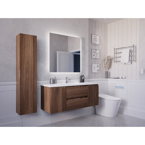 VT-MR4SCCT48-DB - ANZZI ANZZI Conques 48 in. W x 20 in. H x 18 in. D Bath Vanity Set in Dark Brown with Vanity Top in White with White Basin and Mirror