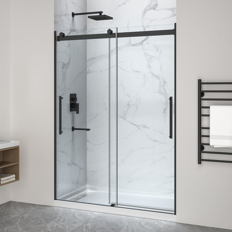 Stellar Series Sliding Frameless Shower Door  with Alcove Shower Base