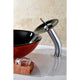 LS-AZ041 - ANZZI Chord Series Deco-Glass Vessel Sink in Lustrous Black and Red with Matching Chrome Waterfall Faucet