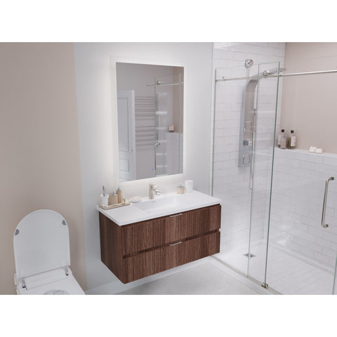 ANZZI 39 in W x 20 in H x 18 in D Bath Vanity with Cultured Marble Vanity Top in White with White Basin & Mirror