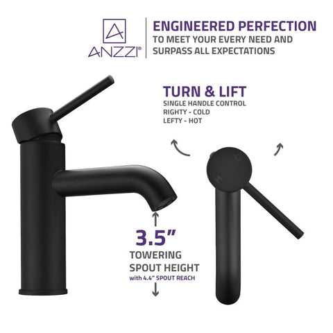 L-AZ107MB - Valle Single Hole Single Handle Bathroom Faucet in Matte Black