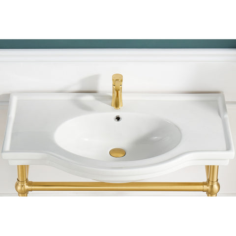 ANZZI Viola 34.5 in. Console Sink with Ceramic Counter Top