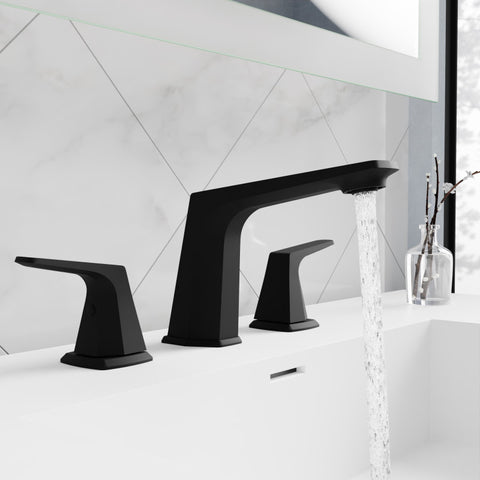 L-AZ905MB - ANZZI 2-Handle 3-Hole 8 in. Widespread Bathroom Faucet With Pop-up Drain in Matte Black