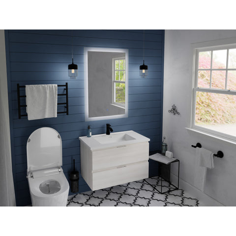 ANZZI 30 in W x 20 in H x 18 in D Bath Vanity with Cultured Marble Vanity Top in White with White Basin & Mirror