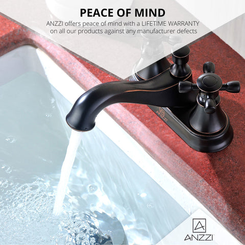 ANZZI Major Series 4 in. Centerset 2-Handle Mid-Arc Bathroom Faucet