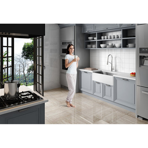 K-AZ270-A1 - ANZZI Nepal Series Farmhouse Solid Surface 33 in. 0-Hole Single Bowl Kitchen Sink with Stainless Steel Interior in Matte White