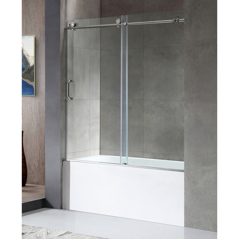 SD1701CH-3060L - ANZZI 60 in. L x 30 in. W x 83 in. H Right Drain White Rectangular Tub with Frameless Sliding Tub Door in Polished Chrome