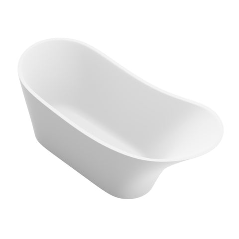 ANZZI Tuasavi 5.6 ft. Solid Surface Center Drain Freestanding Bathtub in Matte White