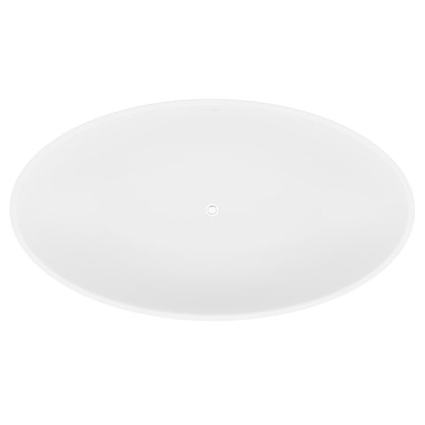 ANZZI Cestino 5.5 ft. Solid Surface Center Drain Freestanding Bathtub in Matte White