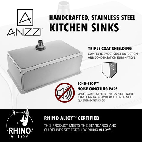 ANZZI Vanguard Undermount Stainless Steel 30 in. 0-Hole Single Bowl Kitchen Sink