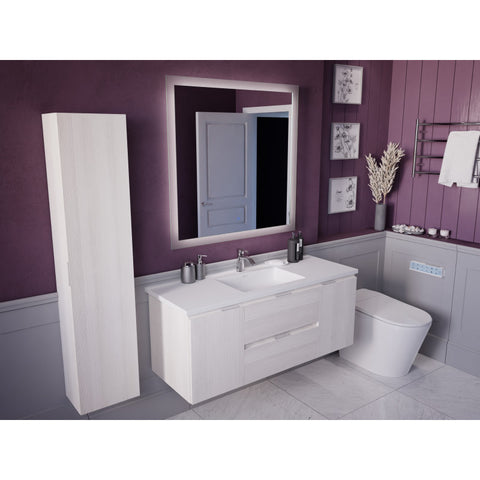 ANZZI 48 in. W x 20 in. H x 18 in. D Bath Vanity Set with Vanity Top in White with White Basin and Mirror