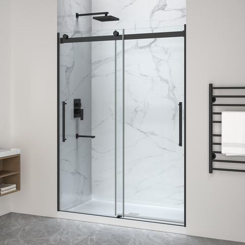 Stellar Series Sliding Frameless Shower Door  with Alcove Shower Base