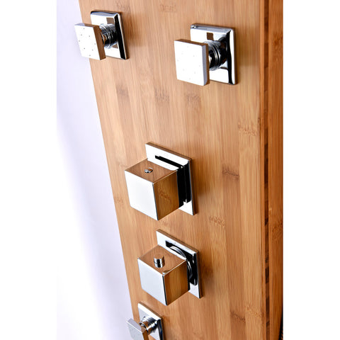 ANZZI Crane 60 in. Full Body Shower Panel with Heavy Rain Shower and Spray Wand in Natural Bamboo