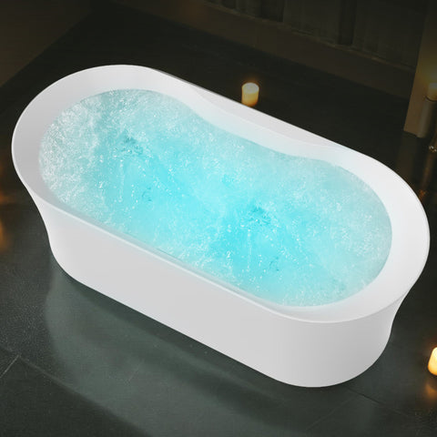 FT-AZ204 - ANZZI ANZZI Julia Series 67 in. Freestanding Acrylic Air and Whirlpool Bathtub with Touch Sensative Control and Chroma Lights