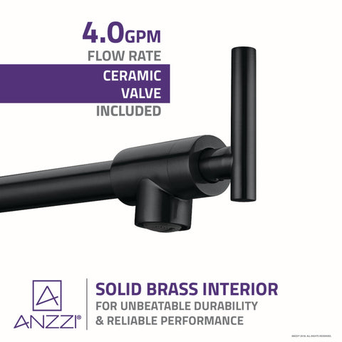 Braccia Series 24" Wall Mounted Pot Filler in Gunmetal Black