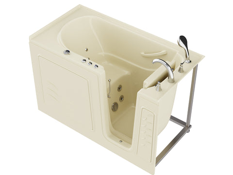 Coupe Series 30 in. x 60 in. Right Drain Quick Fill Walk-In Whirlpool Tub with Powered Fast Drain in Biscuit