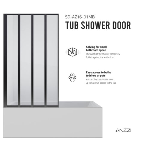 ANZZI 56-in. x 33-in. Accordion-Style Bathtub Shower Door