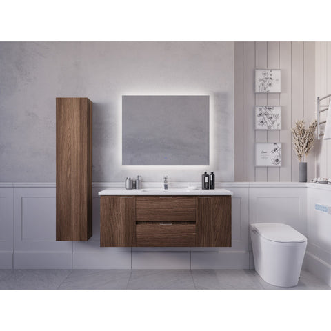 VT-MRSCCT48-DB - ANZZI ANZZI Conques Series 48 in. W x 20 in. H x 18 in. D Bath Vanity Set in Dark Brown with Vanity Top in White with White Basin and Mirror