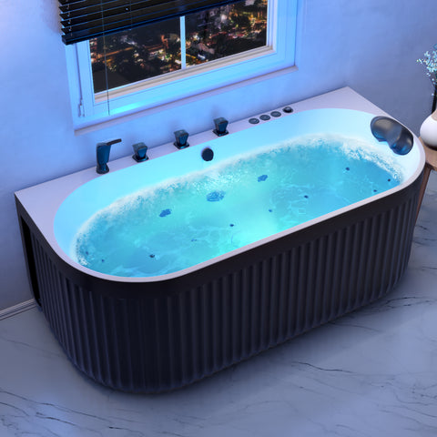 Stone Bell Flatbottom Freestanding Whirlpool and Air Bathtub with Center Drain and Faucet in Various Colors