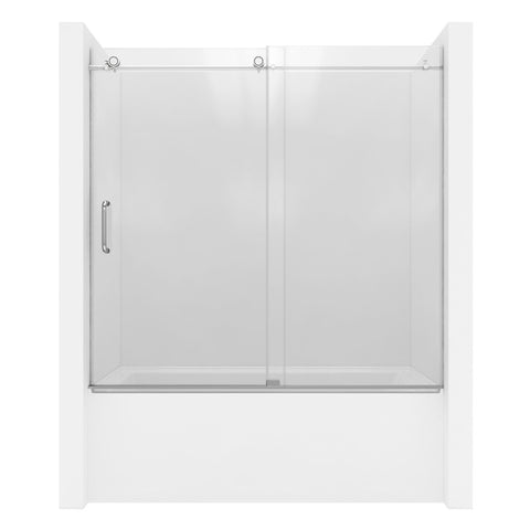 ANZZI 60 in. L x 30 in. W Right Drain Tub in White and 60 in. W x 62 in. H Frameless Sliding Tub Door in Polished Chrome Finish