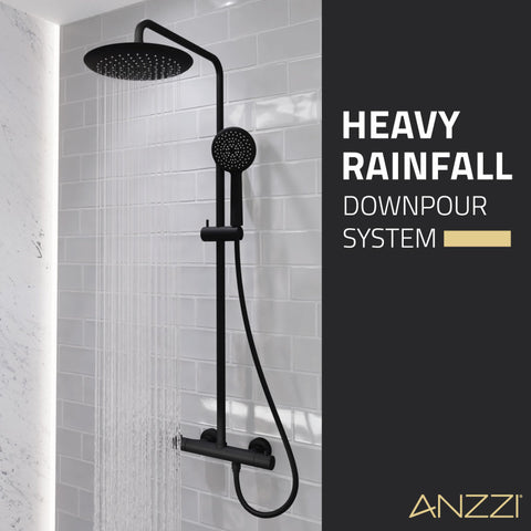 ANZZI Heavy Rainfall Stainless Steel Shower Bar with Hand Sprayer