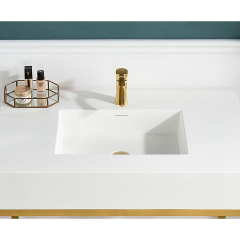 ANZZI Ventura 36 in. Console Sink with Matte White Counter Top